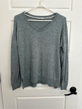 Potter's Pot Light Heather Green Gray V-Neck Sweater